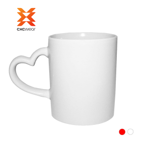 Taza Blanca de Cerámica con Asa en Forma de Corazón