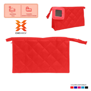 Cosmetiquera de Tela Acolchada con Espejo